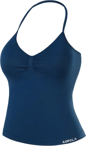 AUROLA Influence Longline Strappy Workout Halter Tops for Women,Removable Cups Padded Bras Impact Gym Yoga Sleeveless Top
