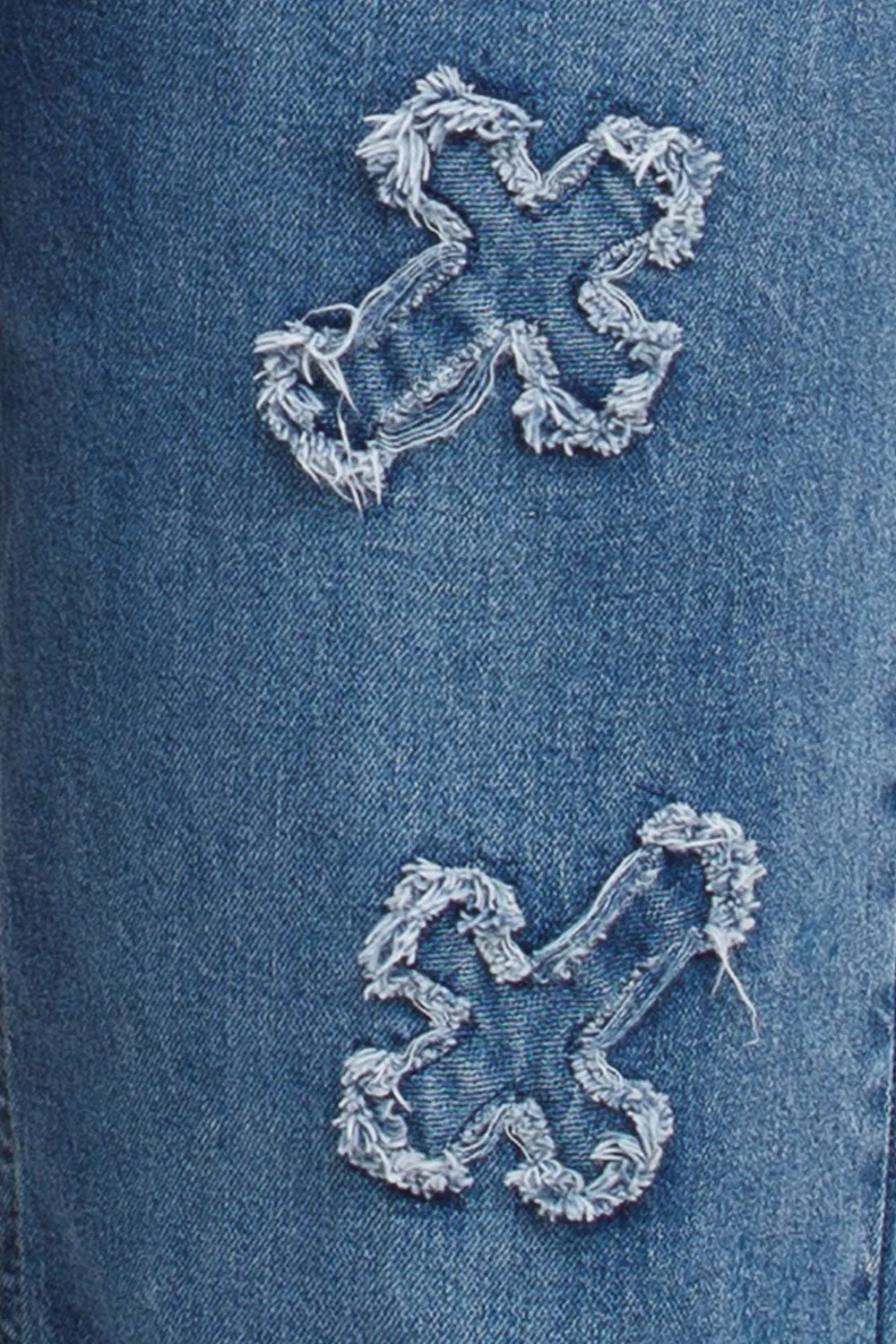 Baggy Jeans With Crosses Denim Blue