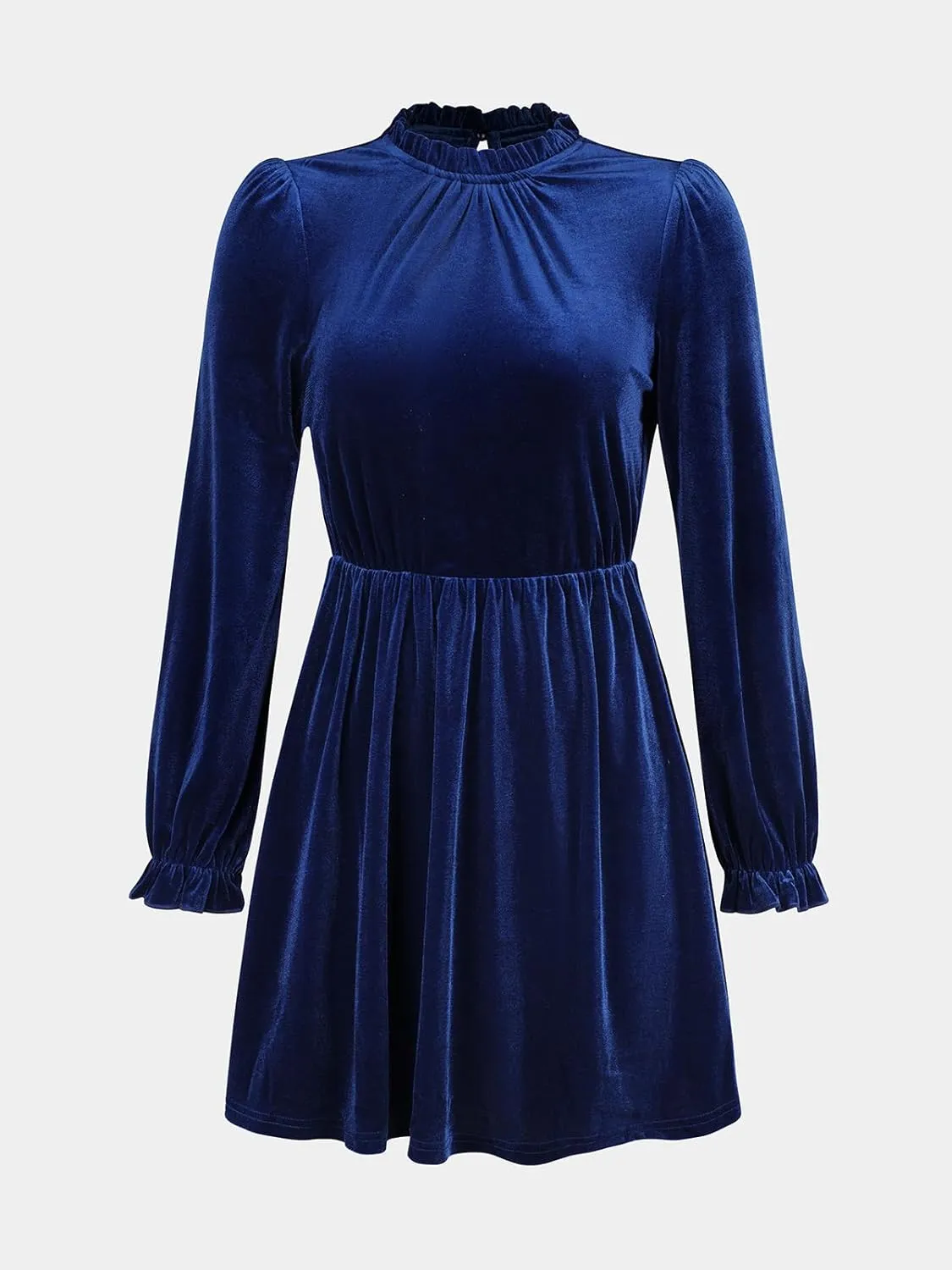 CUPSHE Women's Velvet Dress High Neck Long Sleeve Fall Mini Party Ruffled Wedding Guest Dress
