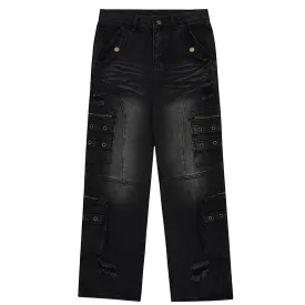 'Dark Matter' Baggy Denim Cargo Jeans