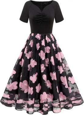 DRESSTELLS Women's Cocktail Dress Formal Wedding Guest Church Graduation Party Aline Midi Dresses