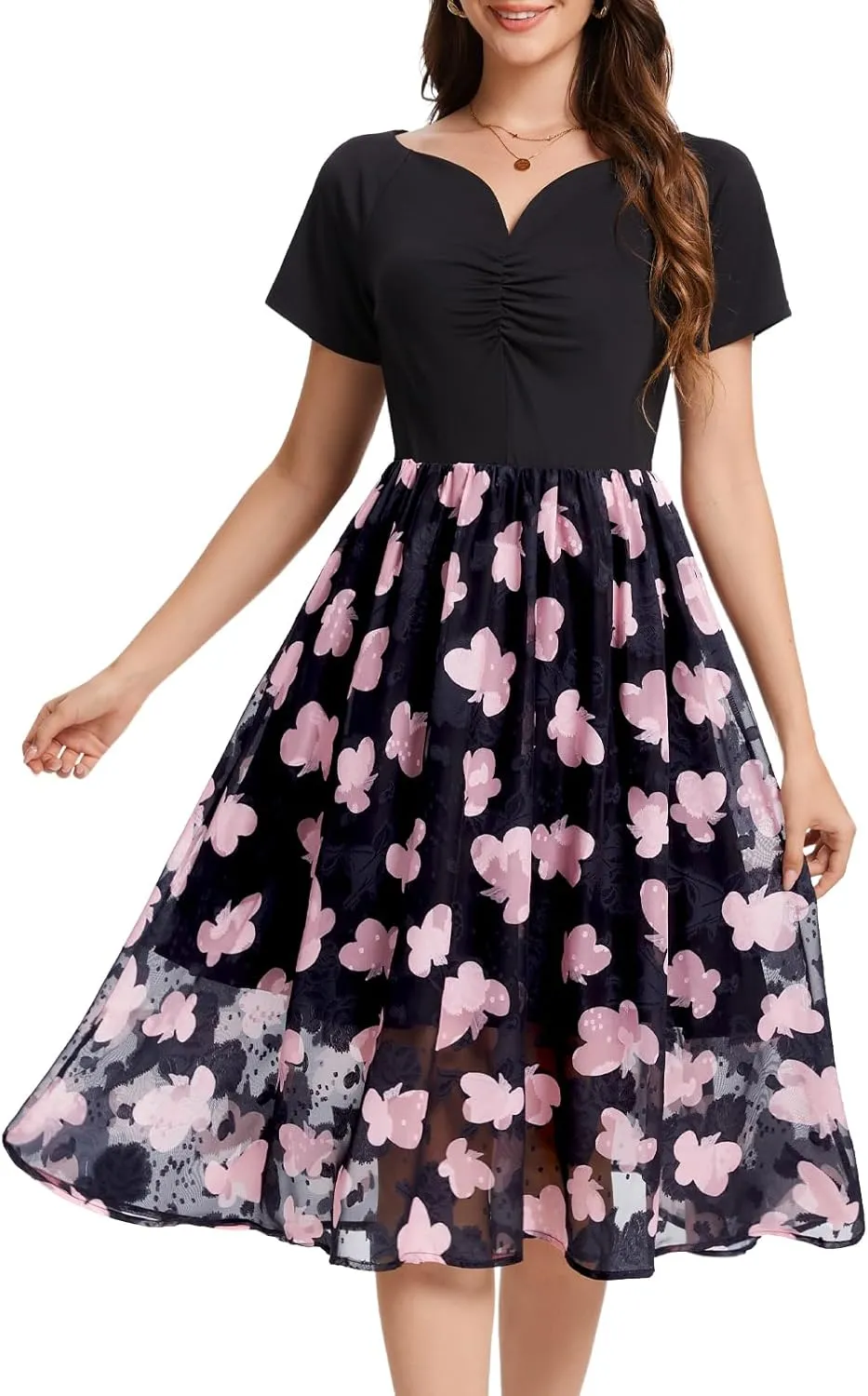 DRESSTELLS Women's Cocktail Dress Formal Wedding Guest Church Graduation Party Aline Midi Dresses