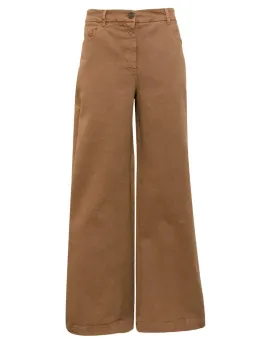 Drill Old Dyed Cotton Wide Trousers in Cookies