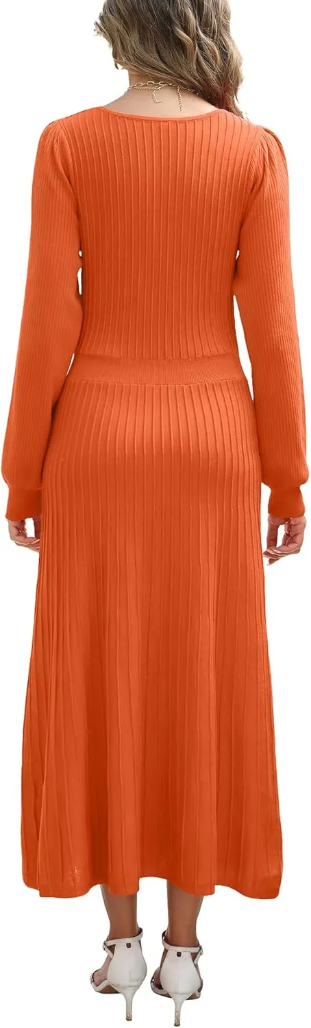 Fall Dress for Wedding Guest Midi Sweater Dresses Winter Knit Dress Casual A Line
