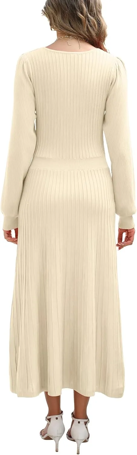 Fall Dress for Wedding Guest Midi Sweater Dresses Winter Knit Dress Casual A Line