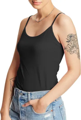 Hanes Women's Cami with Built-in Shelf Bra, Stretch Cotton Camisole, Adjustable Straps