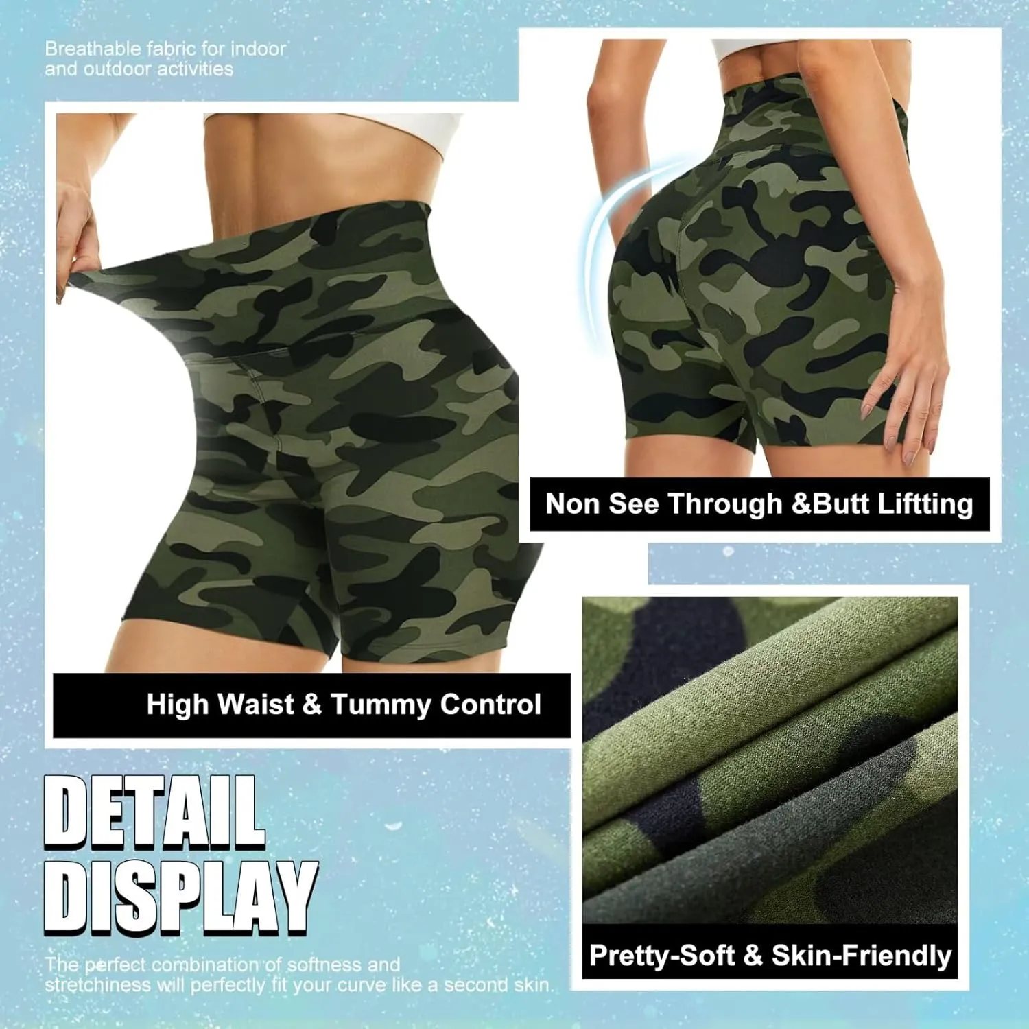HIGHDAYS 5 Biker Shorts for Women - High Waist Tummy Control Stretch Spandex Workout Yoga Running Gym Underwear