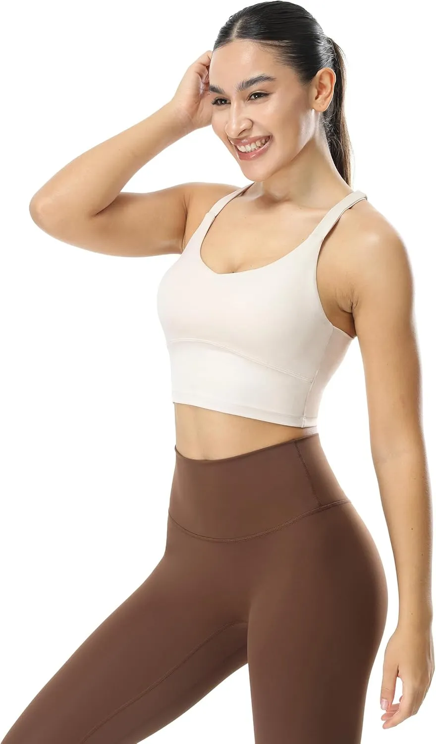 icyzone V Neck Sports Bra for Women, Criss Cross Back Padded Workout Fitness Exercise Running Crop Tank Tops Yoga Bra