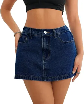 Jean Skorts for Woman Trendy High Waisted Stretchy Y2k Mini Skirt Denim Shorts Skort