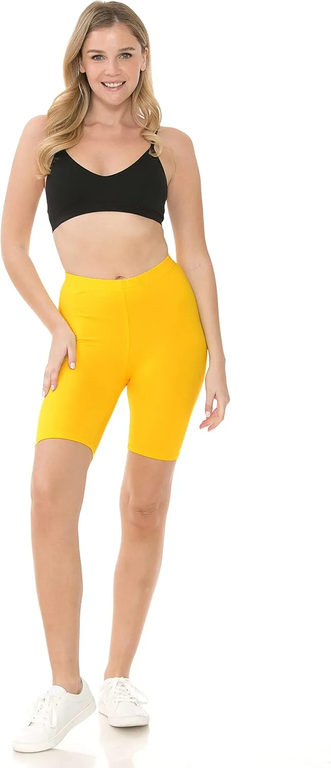 Leggings Depot High Waisted Buttery Soft Fashion Biker Shorts for Women (Available in Plus Size)