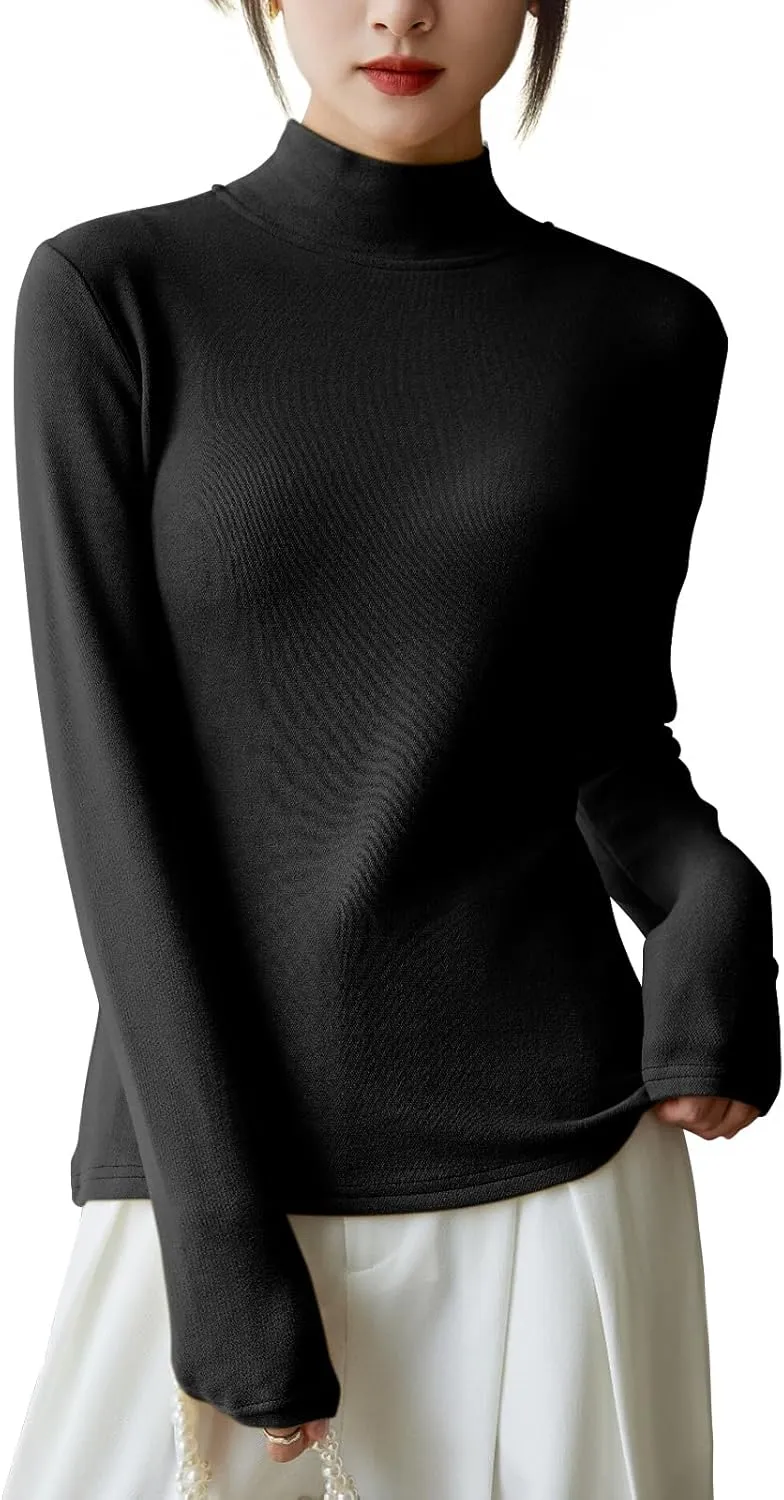 LIWEGHT Women's Long Sleeve Turtleneck Shirts 2024 Fall Fashion Winter Thermal Underwear Basic Mockneck Top Clothes for Women