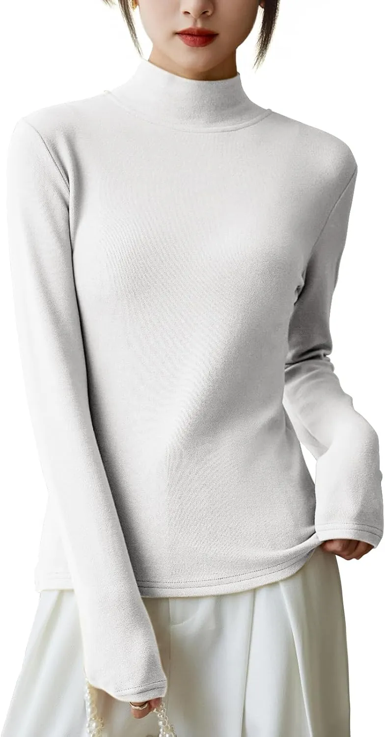 LIWEGHT Women's Long Sleeve Turtleneck Shirts 2024 Fall Fashion Winter Thermal Underwear Basic Mockneck Top Clothes for Women