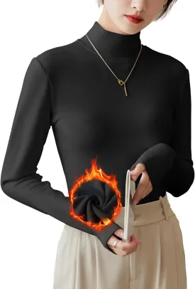LIWEGHT Women's Long Sleeve Turtleneck Shirts 2024 Fall Fashion Winter Thermal Underwear Basic Mockneck Top Clothes for Women