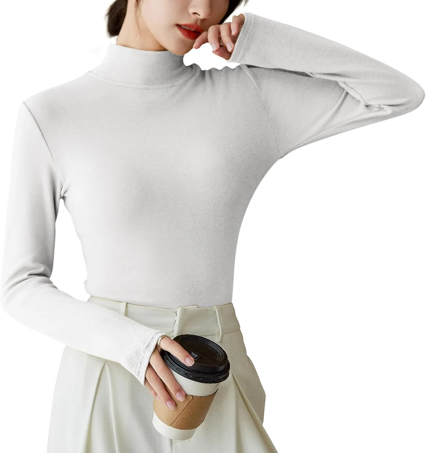 LIWEGHT Women's Long Sleeve Turtleneck Shirts 2024 Fall Fashion Winter Thermal Underwear Basic Mockneck Top Clothes for Women