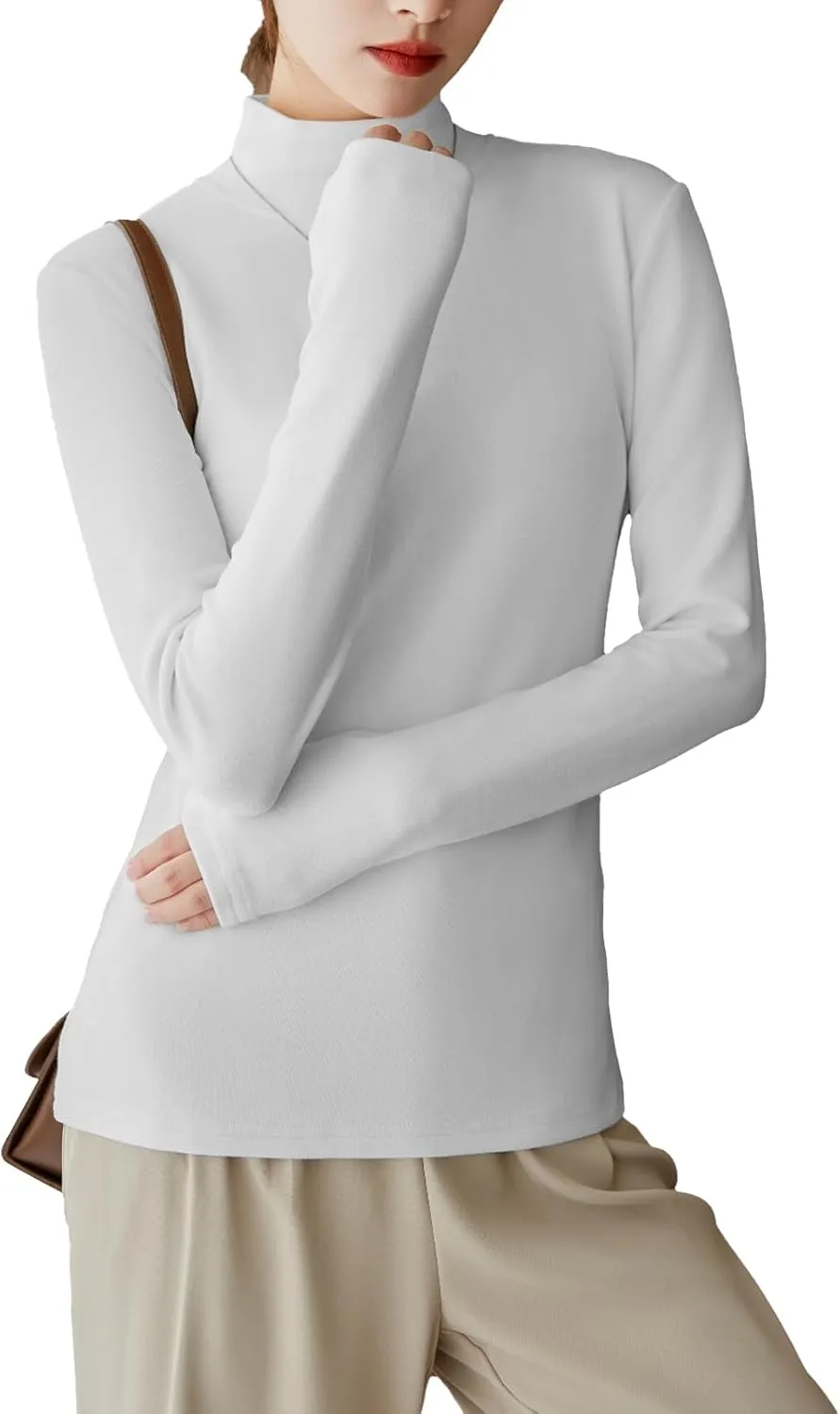 LIWEGHT Women's Long Sleeve Turtleneck Shirts 2024 Fall Fashion Winter Thermal Underwear Basic Mockneck Top Clothes for Women