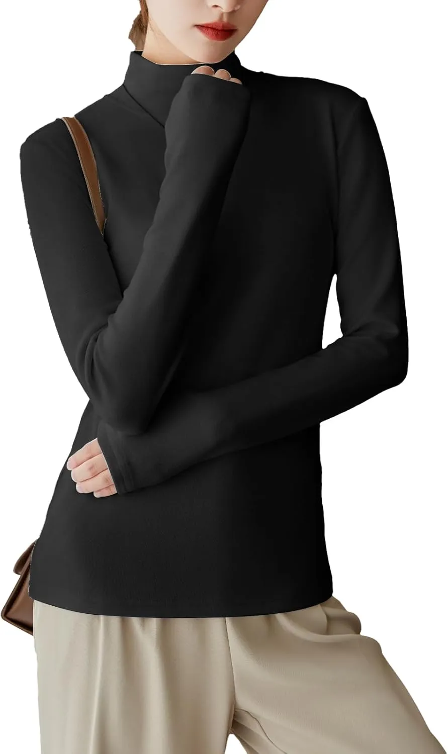 LIWEGHT Women's Long Sleeve Turtleneck Shirts 2024 Fall Fashion Winter Thermal Underwear Basic Mockneck Top Clothes for Women