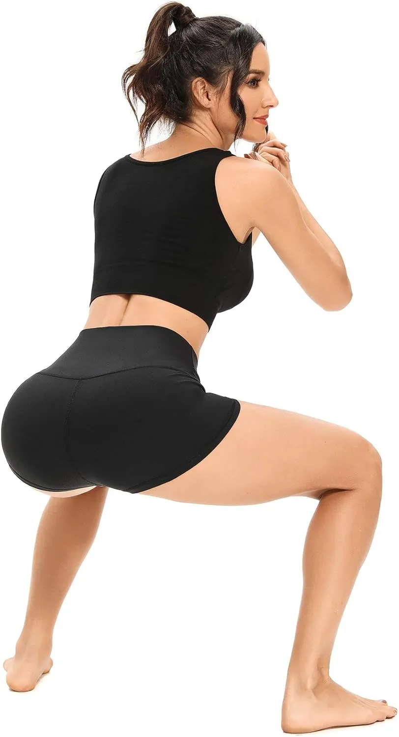 LXNMGO Women's 2"/7" High Waist Yoga Shorts Tummy Control Workout Running Biker Volleyball Shorts for Women with Side Pockets