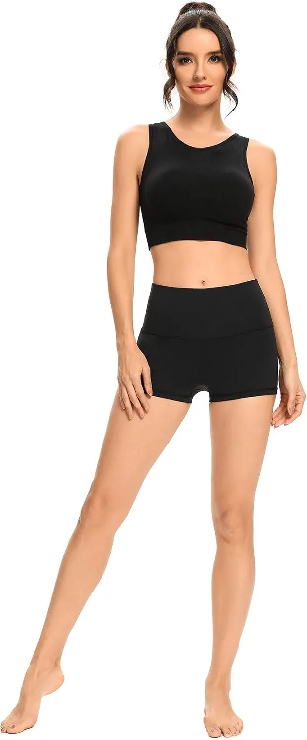 LXNMGO Women's 2"/7" High Waist Yoga Shorts Tummy Control Workout Running Biker Volleyball Shorts for Women with Side Pockets