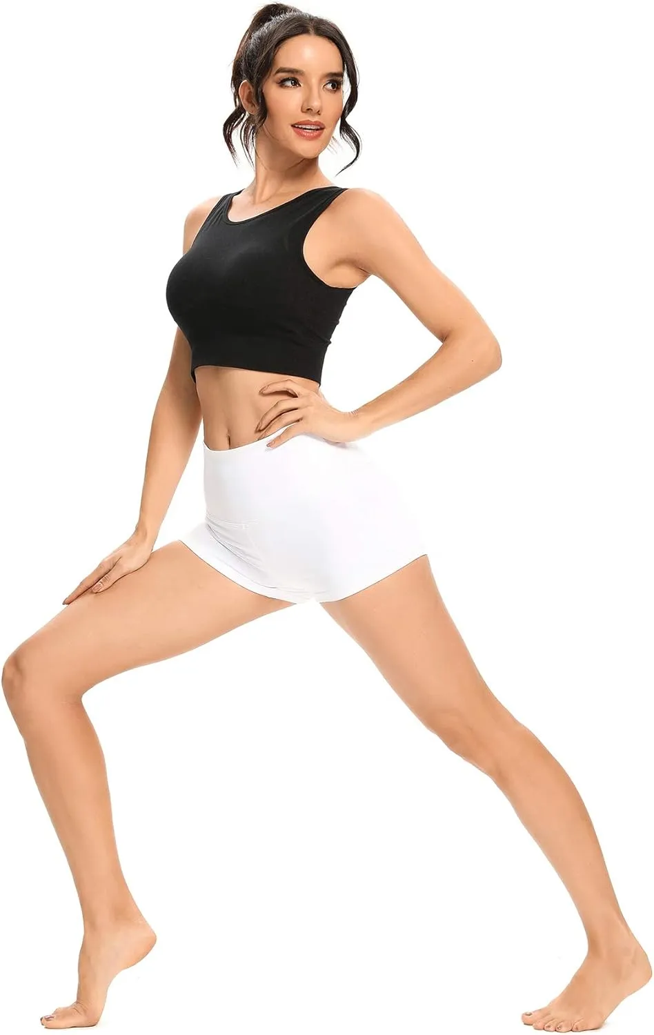 LXNMGO Women's 2"/7" High Waist Yoga Shorts Tummy Control Workout Running Biker Volleyball Shorts for Women with Side Pockets