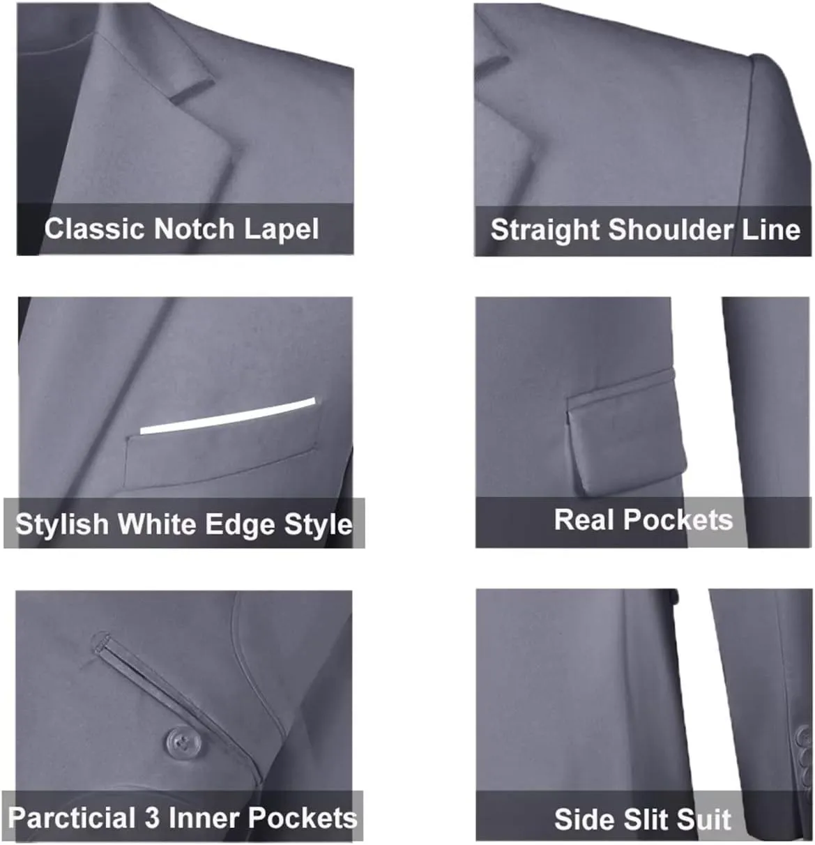 Mens Suit Solid Two Button Slim Fit Suit Set for Wedding Formal Business Suit Men 3 Piece Suit Blazer Vest Pants Set