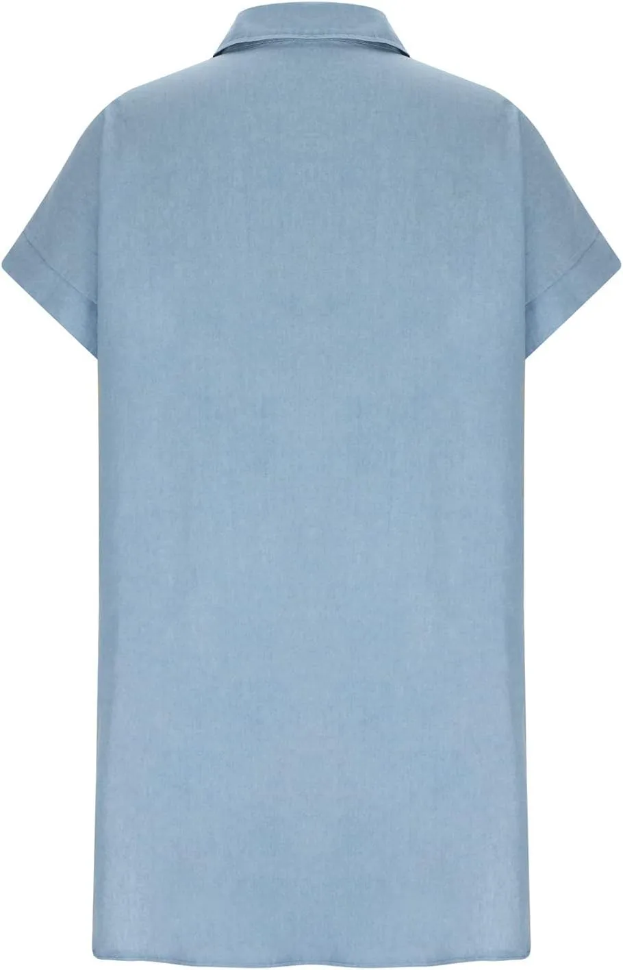 NaRHbrg Summer Denim Shirt Dresses for Womens Short Sleeve Loose Jean Midi Dress Button Down Casual Shift Dress Tunic Top