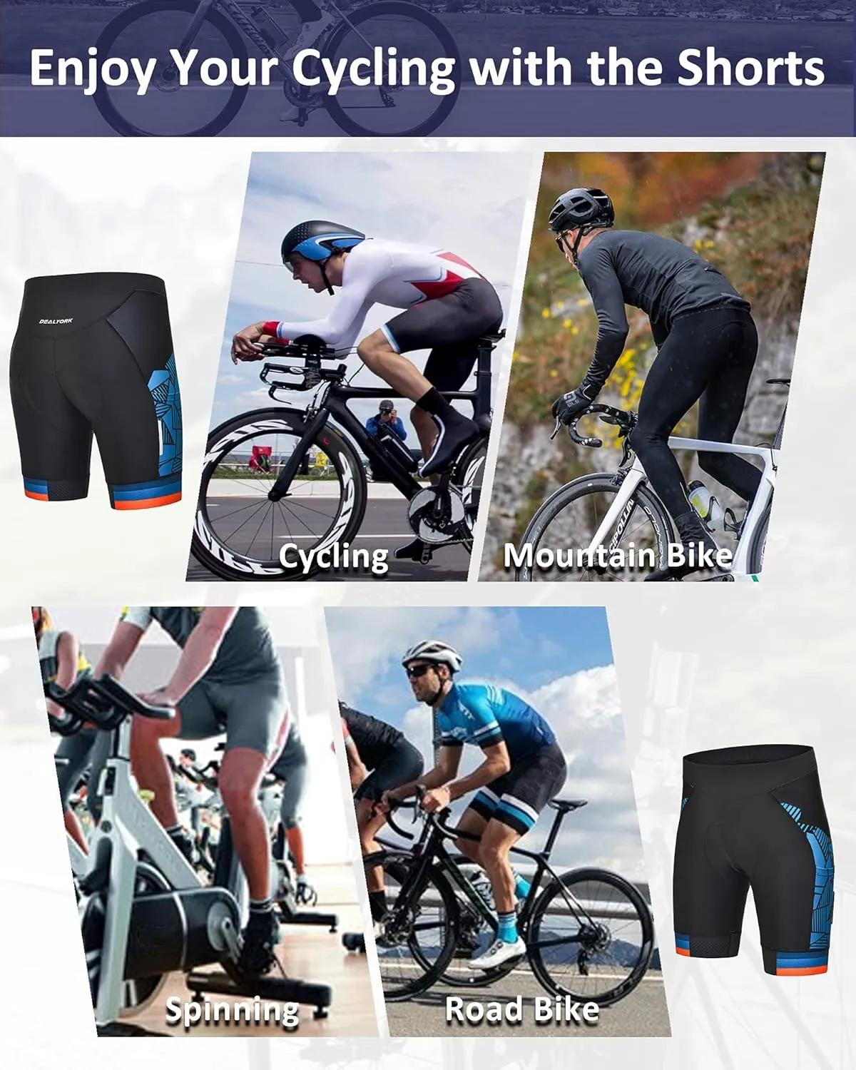 Padded Cycling Shorts Men's Cycling Underwear with 3D Padding Ergonomic Biking Bicycle Shorts Shock Absorbing Sweat Absorbing