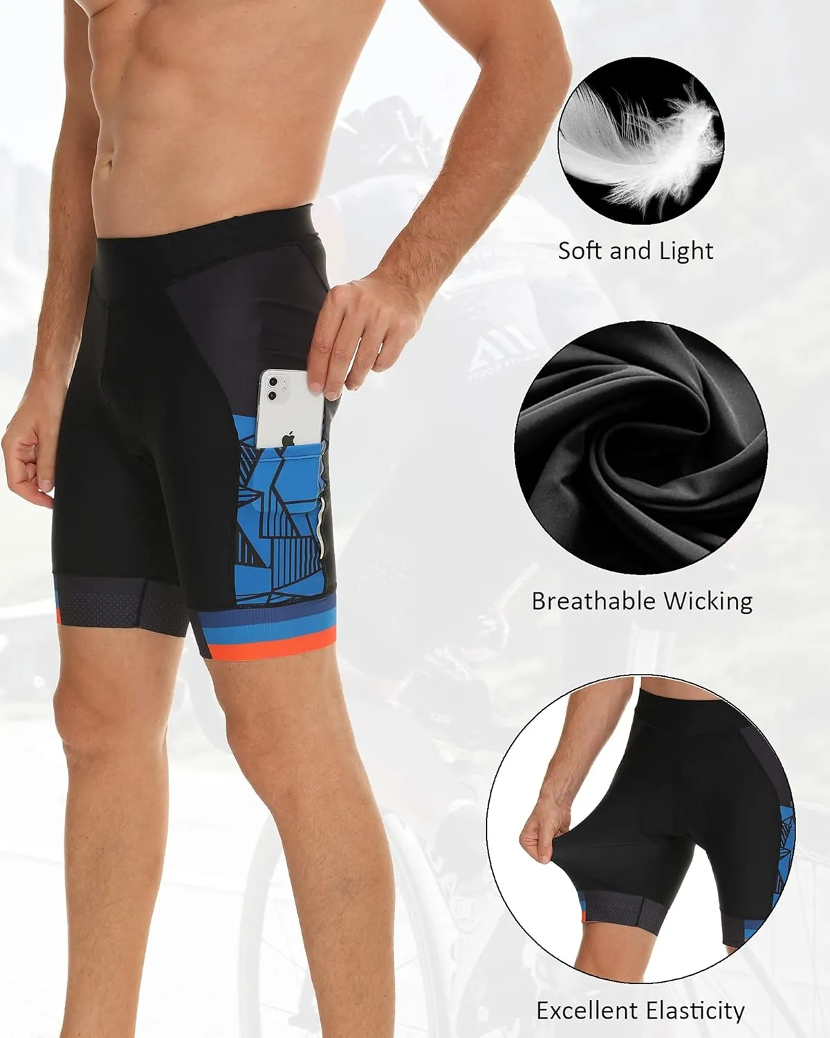 Padded Cycling Shorts Men's Cycling Underwear with 3D Padding Ergonomic Biking Bicycle Shorts Shock Absorbing Sweat Absorbing