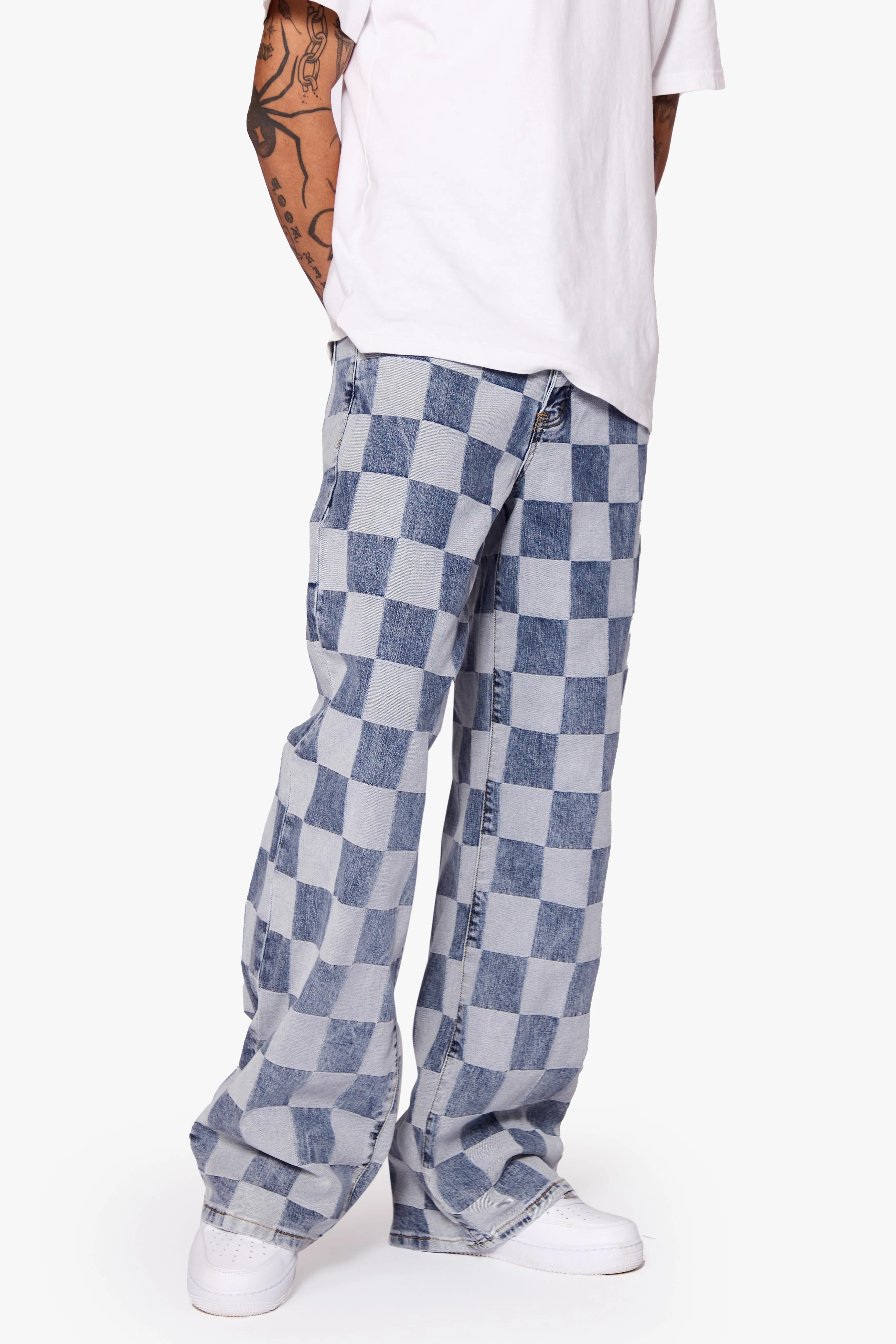 "CHESS" BLUE BAGGY DENIM JEAN