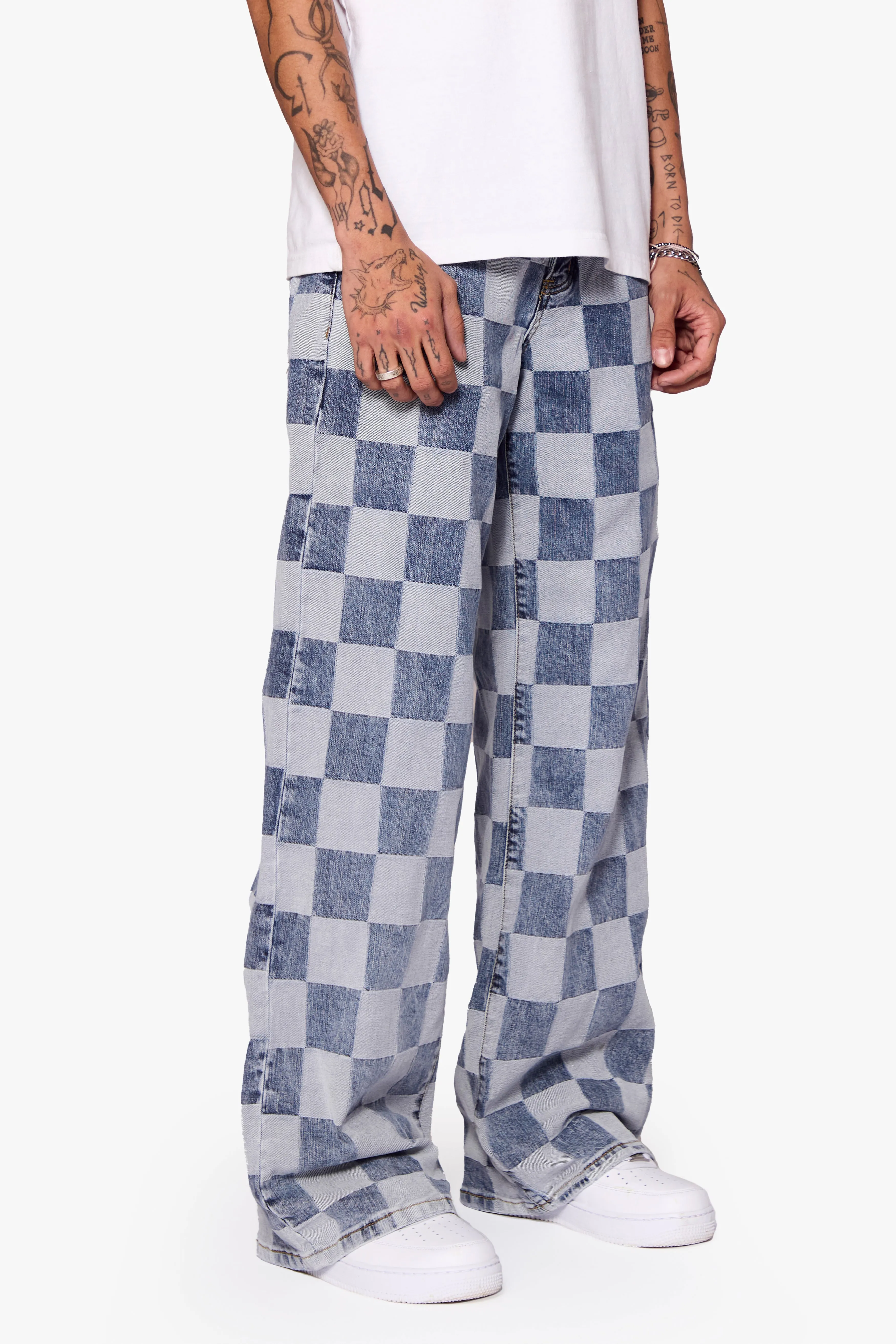 "CHESS" BLUE BAGGY DENIM JEAN