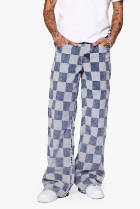 "CHESS" BLUE BAGGY DENIM JEAN
