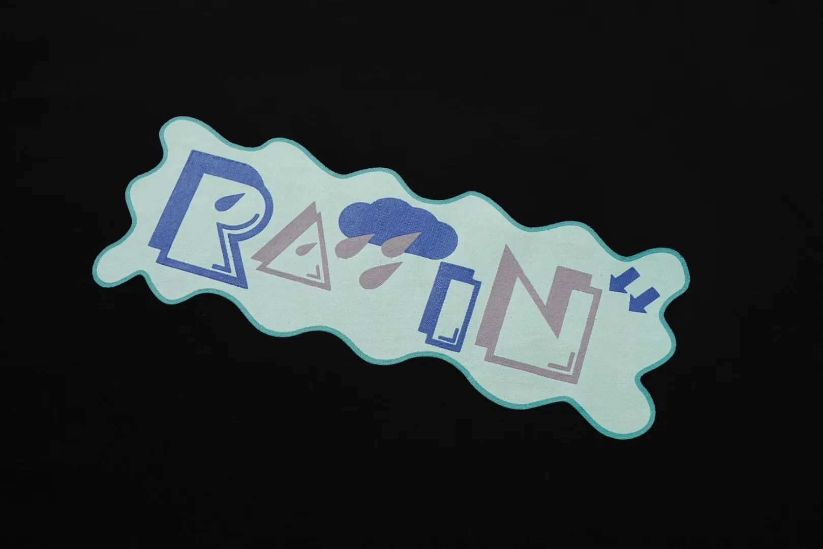 Rain Print Loose Short Sleeve t-Shirt In Black