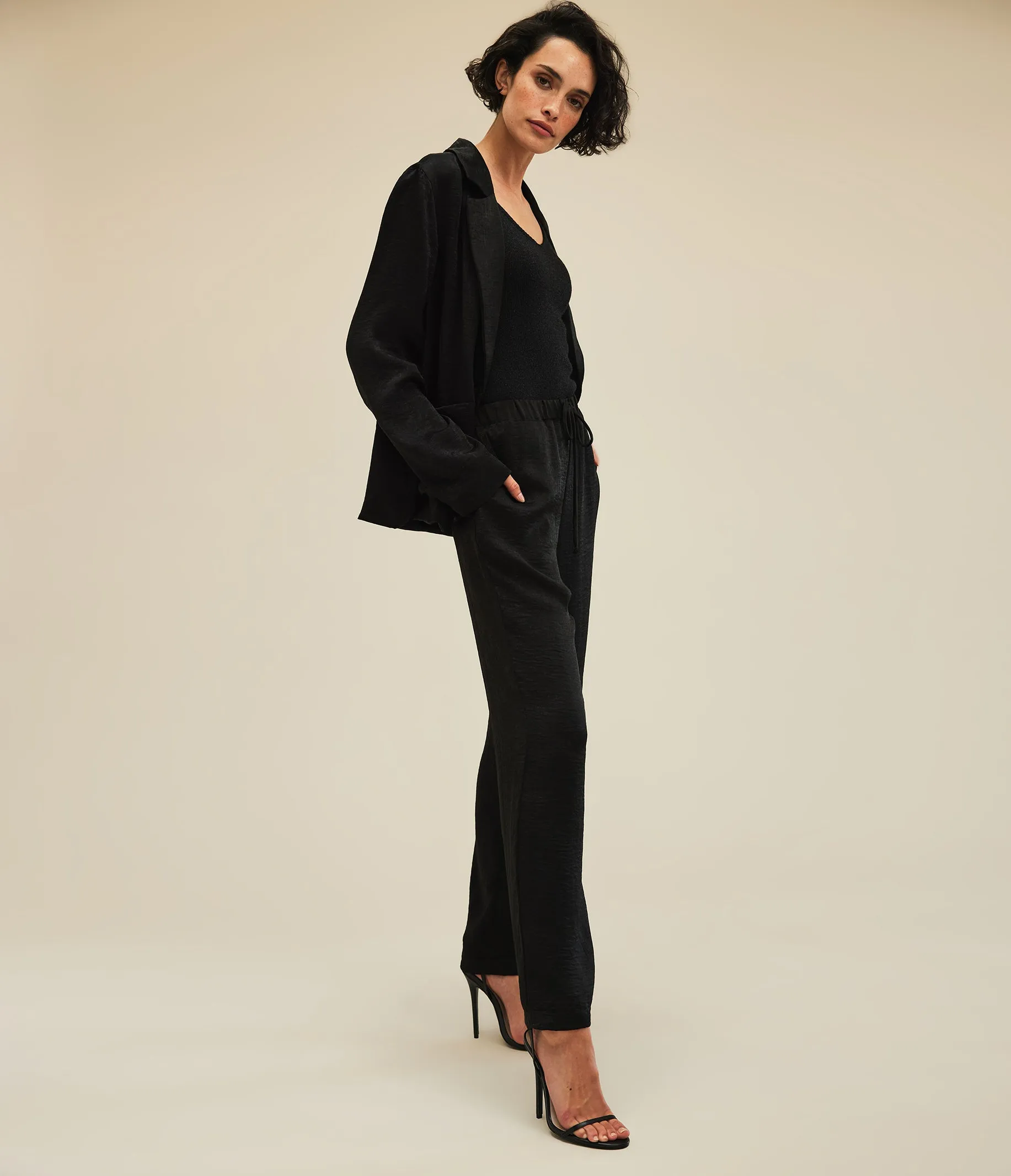Sanji Hammered Satin Drawstring Pant