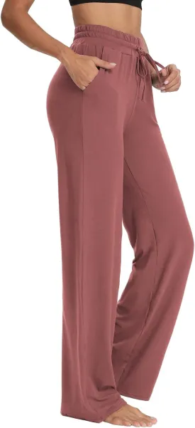 Sarin Mathews Womens Yoga Sweatpants Wide Leg High Waisted Lounge Pajamas Pants Comfy Workout Loose Pants with Pockets