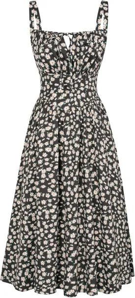 Scarlet Darkness Floral Printed Corset Dress Ruched Bust Cami Dress Flowy Sundress