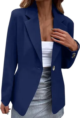 Women Office Work Suit Jacket Solid Single Button Lapel Long Sleeve Slim Suit Temperament Blazers Coat for Ladies