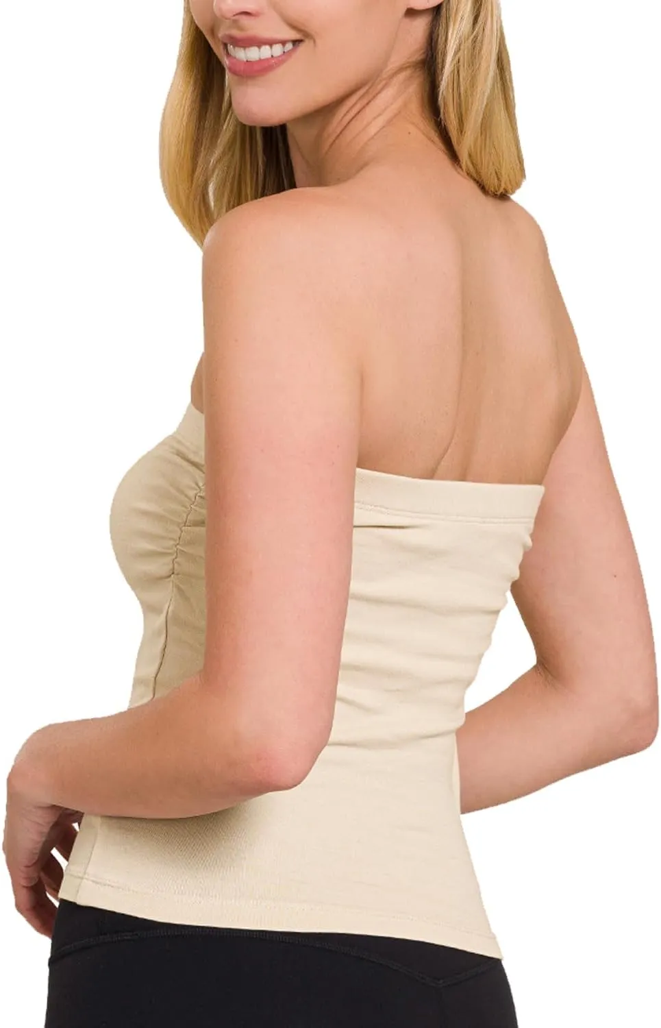 Women's Shapewear Tube Tops Strapless Ruched Built-in Shelf Bra Casual