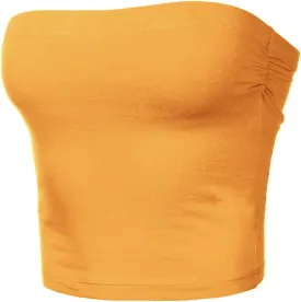 Women's Shapewear Tube Tops Strapless Ruched Built-in Shelf Bra Casual