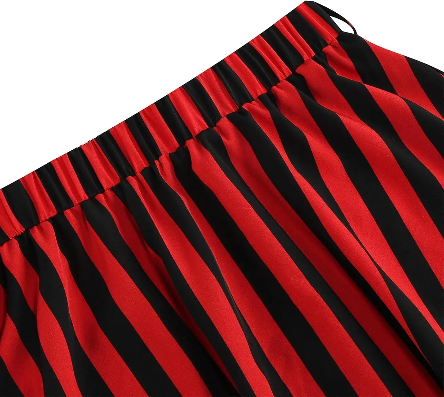 Women's Striped A-Line Midi Skirts High Waist Belted Vintage Style Skater Skirt Retro Summer Casual Swing Skirt