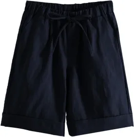 Yeokou Womens Casual Loose Elastic Drawstring Summer Beach Bermuda Pocketed Shorts